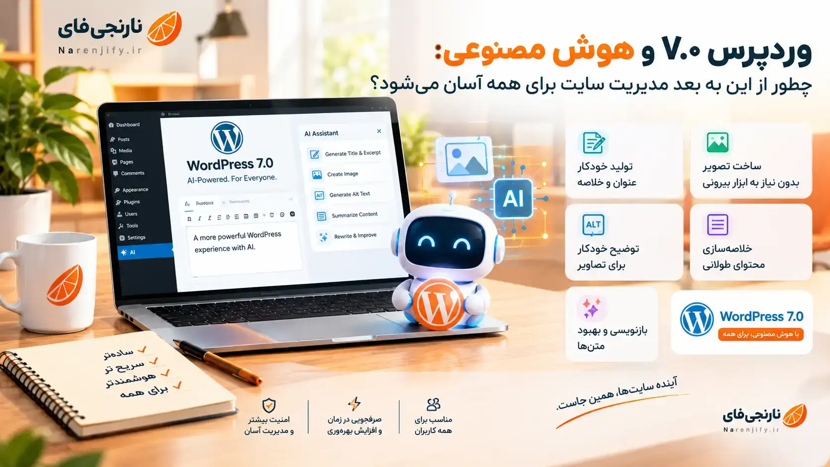 عنوان: وردپرس ۷.۰ و هوش مصنوعی: چطور از این به بعد مدیریت سایت برای همه آسان می‌شود؟